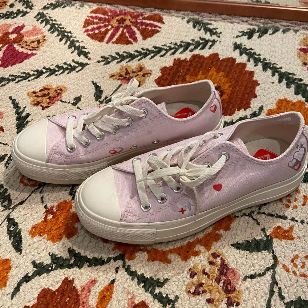 Baby pink platform converse